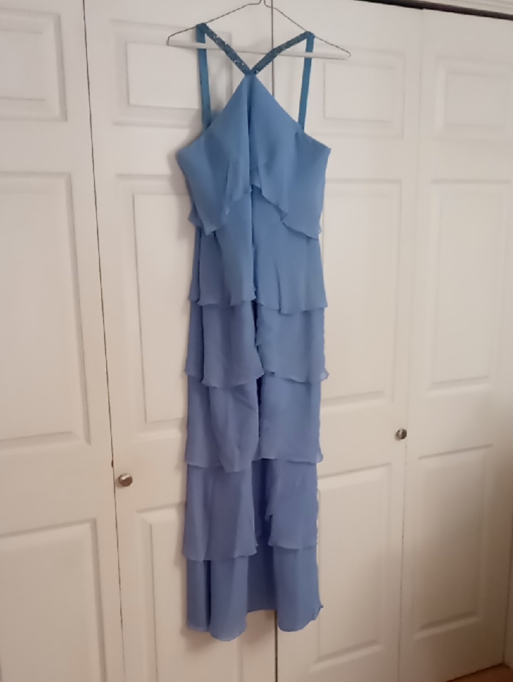 Light Blue Tiered Ruffle Maxi Dress - Women's Elegant Occasion Dress